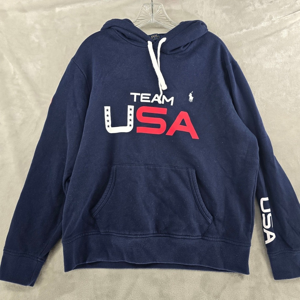 Polo Ralph Lauren Hoodie Mens Large Navy Team USA 2022 Olympic Official